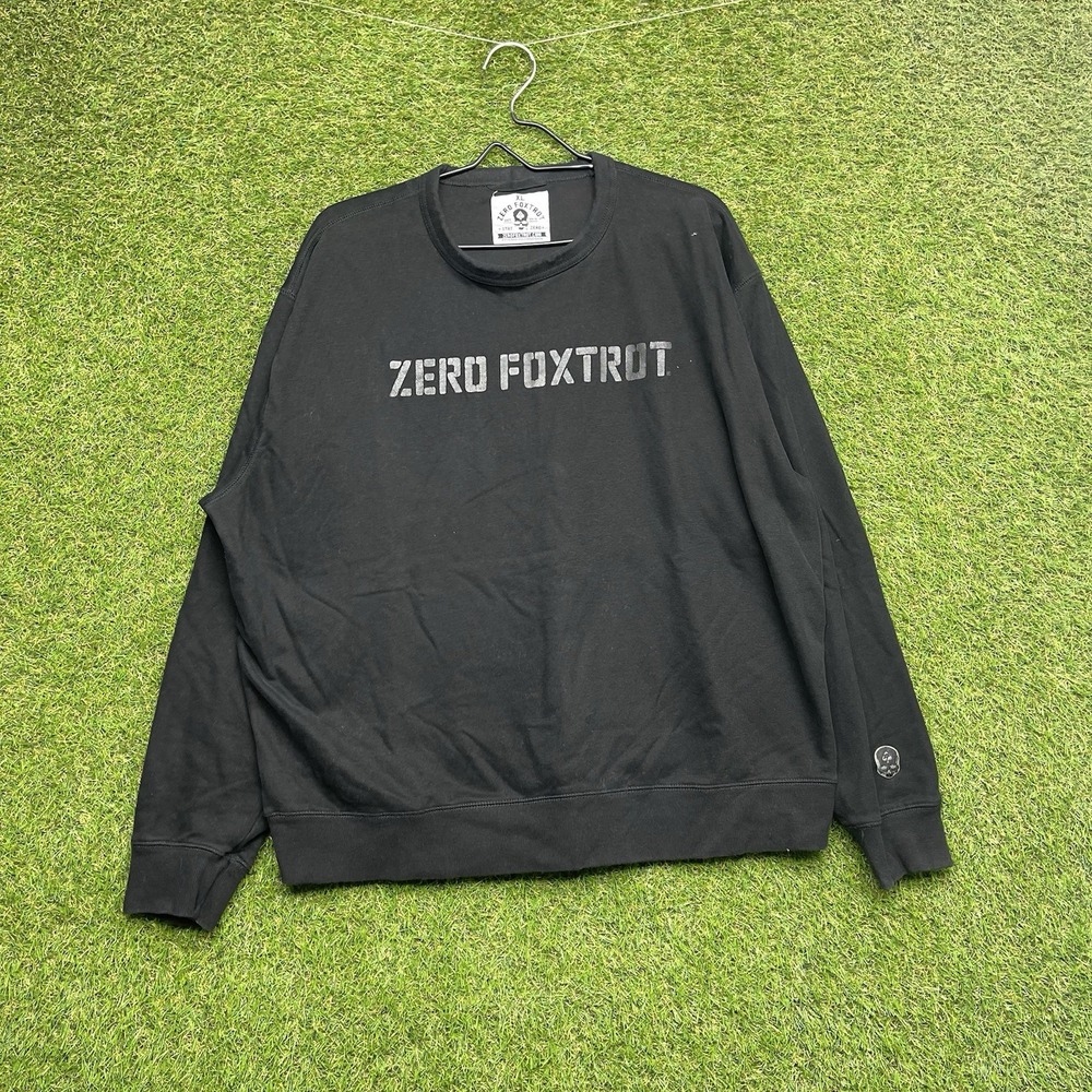 Zero Foxtrot Sweatshirt Mens XL Black Crewneck Sweater Pullover Fleece Military